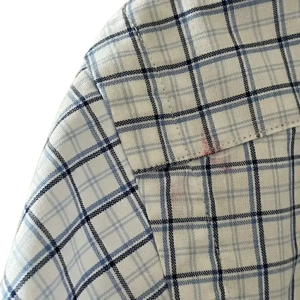 RALPH LAUREN Mens Blue Tattersall Button Down Cotton Shirt 15 1/2